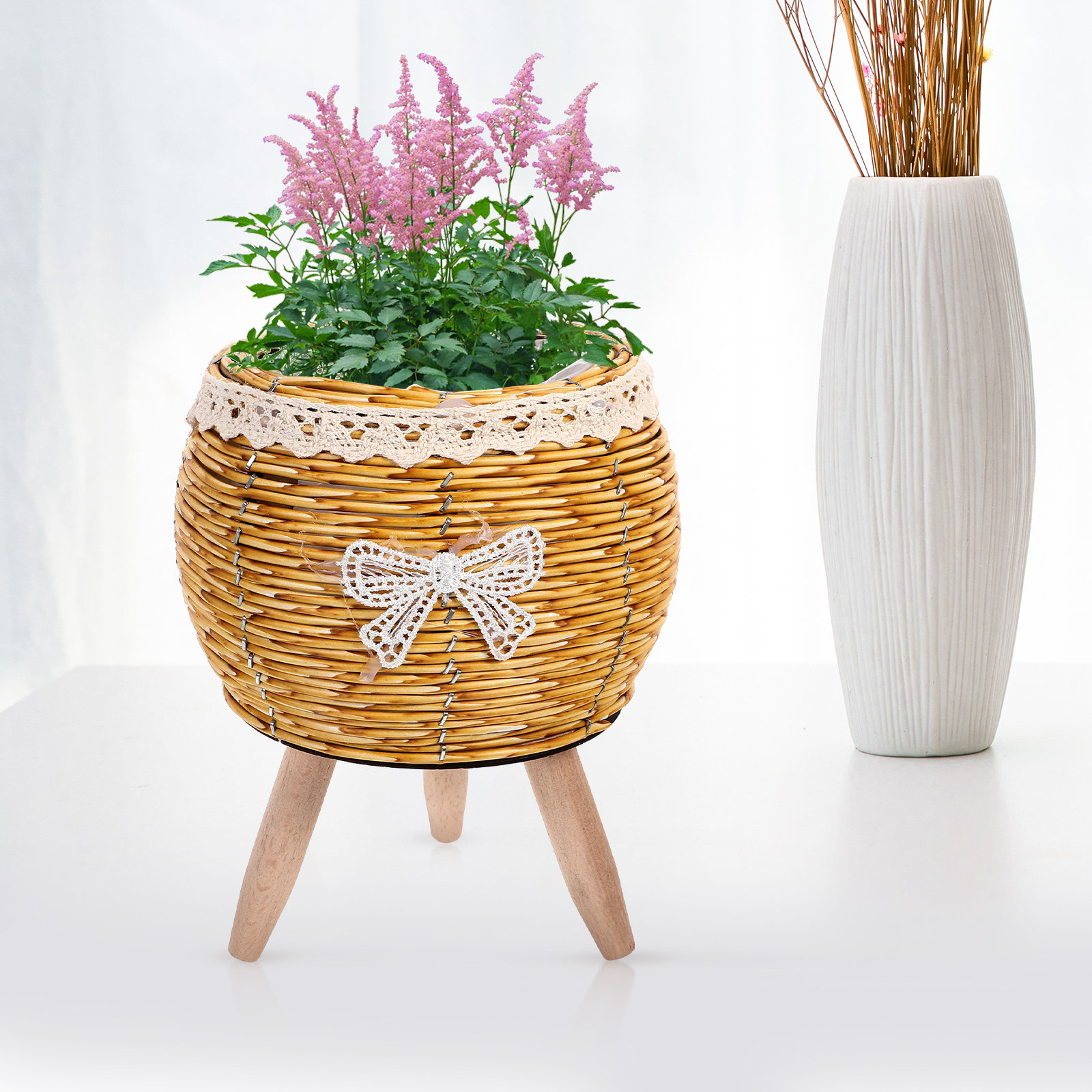 Rak Bunga dari Kayu dan Jerami - Bonsai Garden Design ulasan dan harga