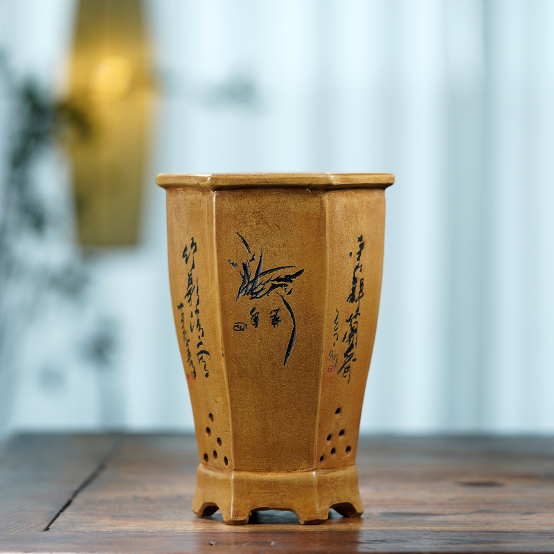 Pot keramik heksagon, vas bung - Bonsai Garden China ulasan dan harga