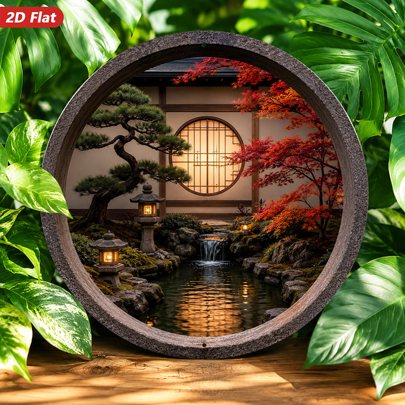 Dekorasi Dinding Logam Bulat 2 - Bonsai Garden Wall ulasan dan harga
