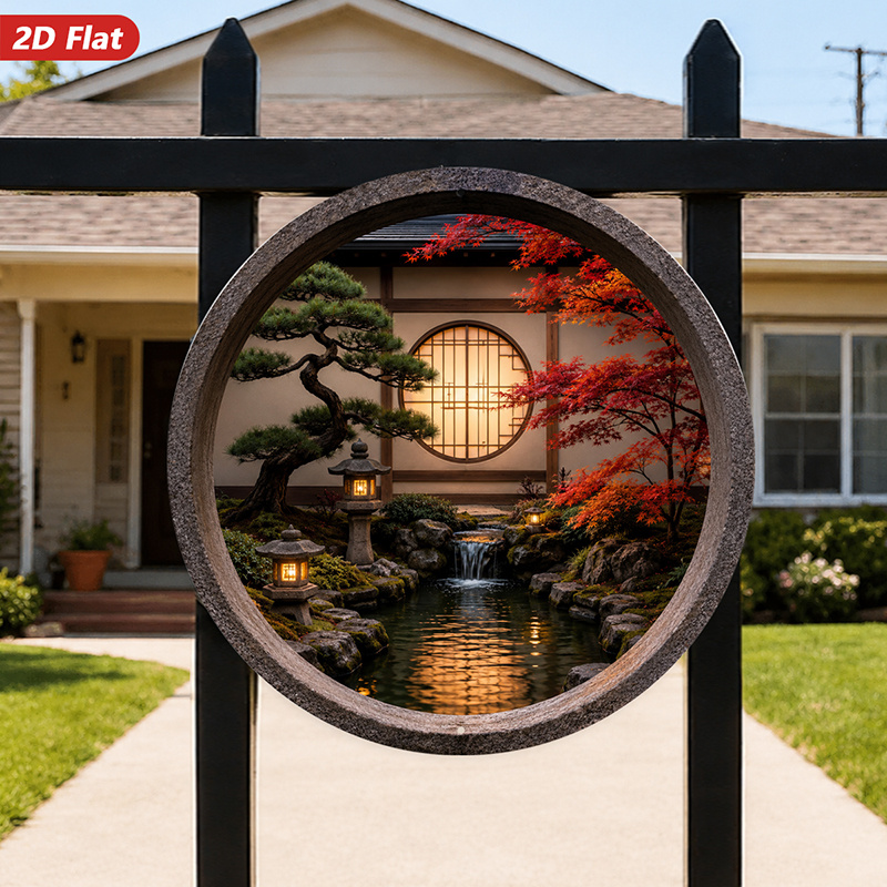 Dekorasi Dinding Logam Bulat 2 - Bonsai Garden Wall ulasan dan harga